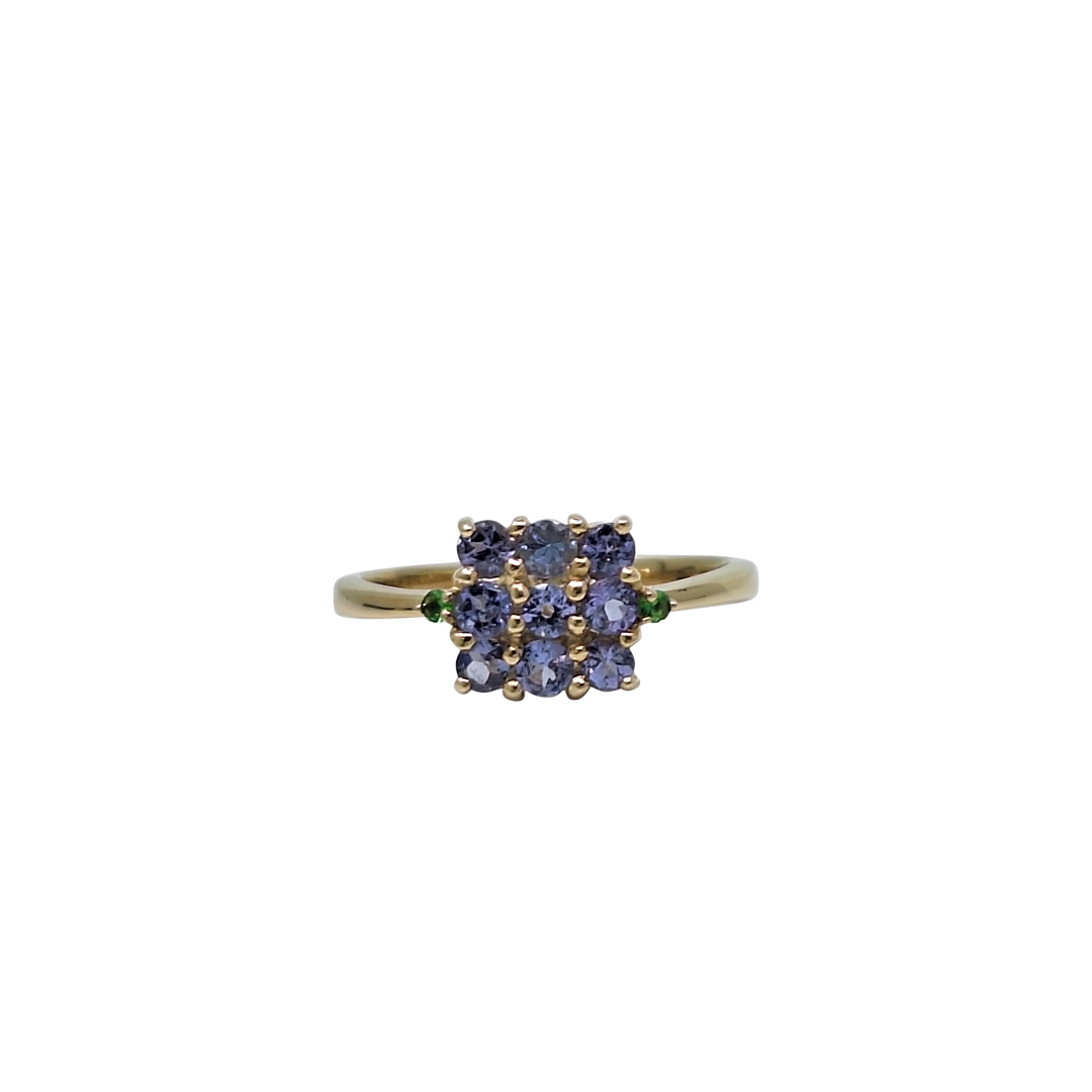 9ct Yellow Gold Tanzanite & Tsavorite Ring