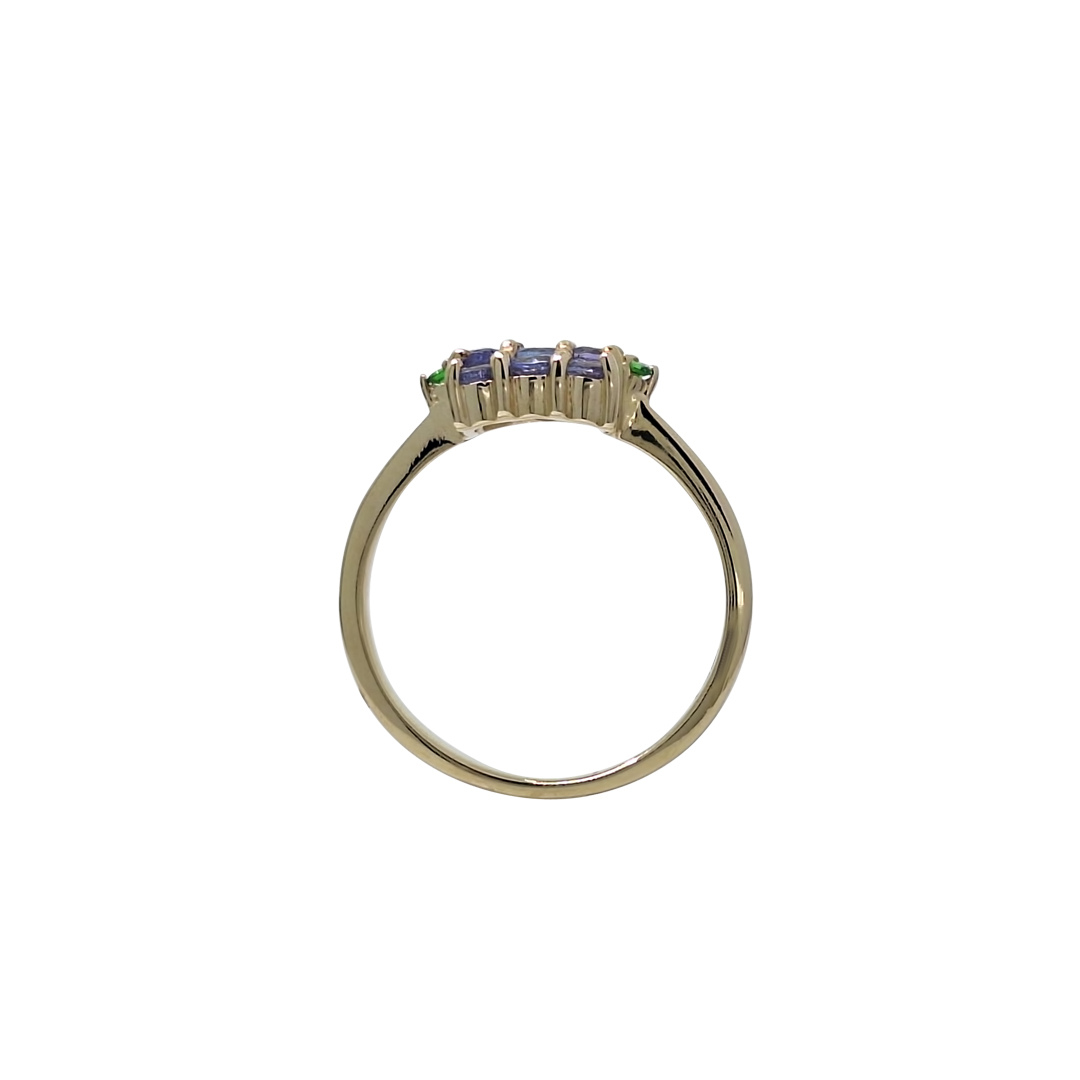 9ct Yellow Gold Tanzanite & Tsavorite Ring