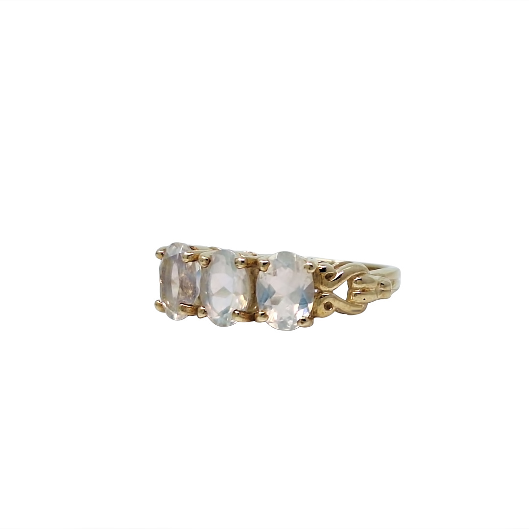 9ct Yellow Gold Sri Lankan Moonstone Three Stone Ring