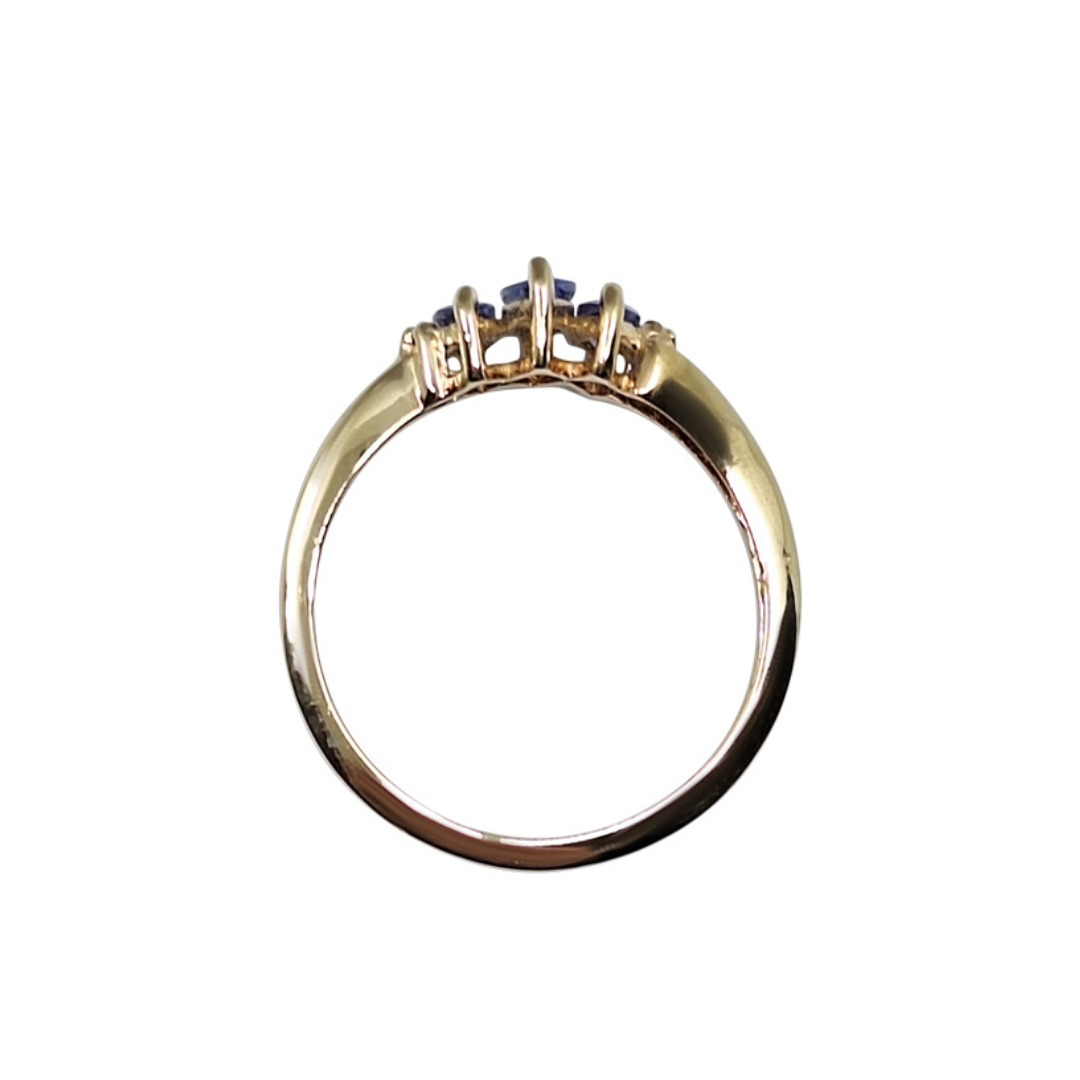 9ct Yellow Gold Marquise Shape Tanzanite 3 Stone Ring