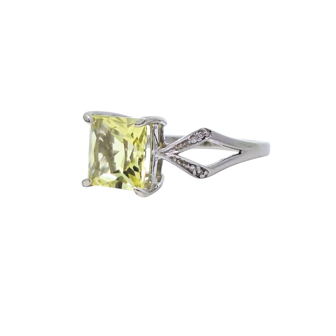 9ct White Gold Lemon Quartz Ring