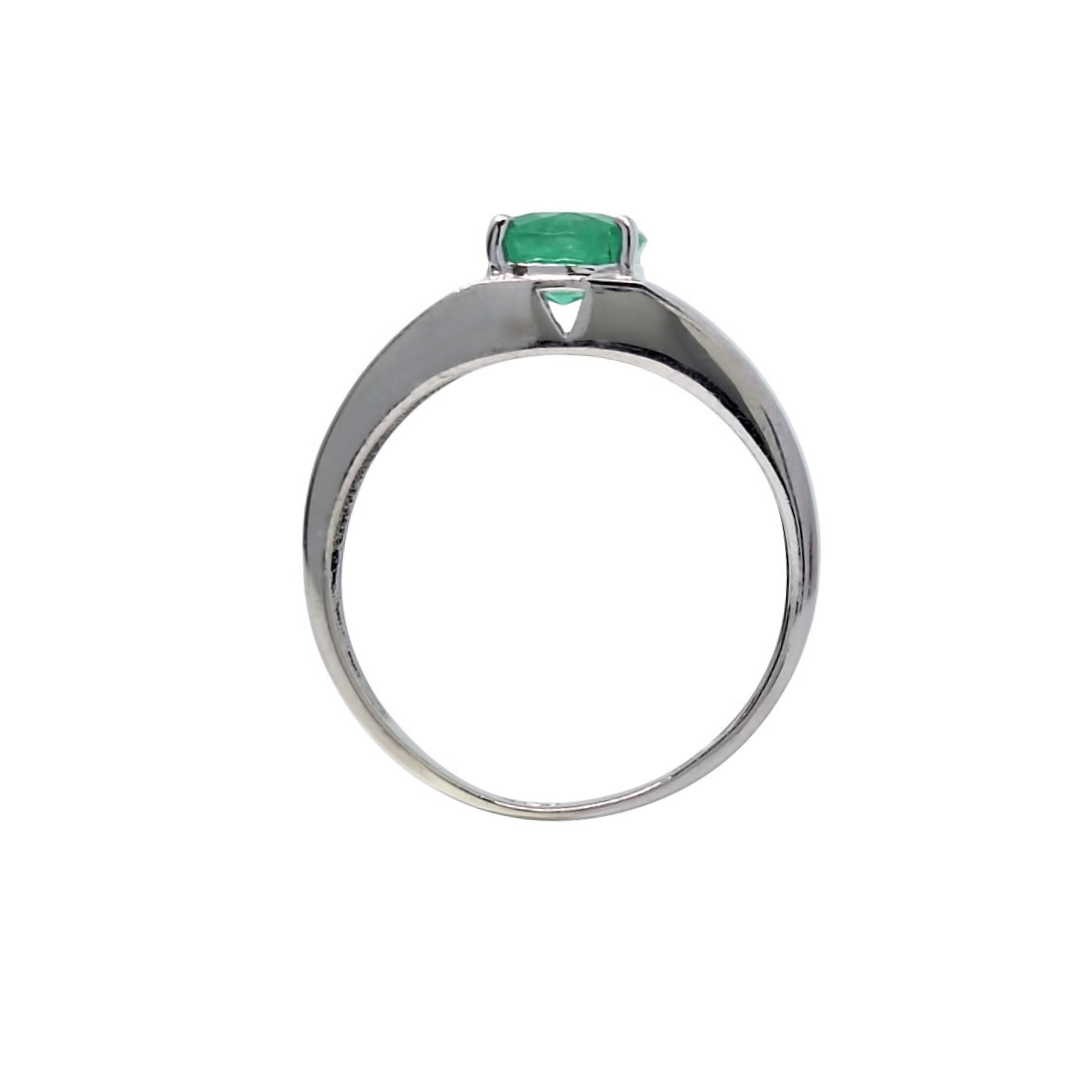 9ct White Gold Emerald & Diamond Ring