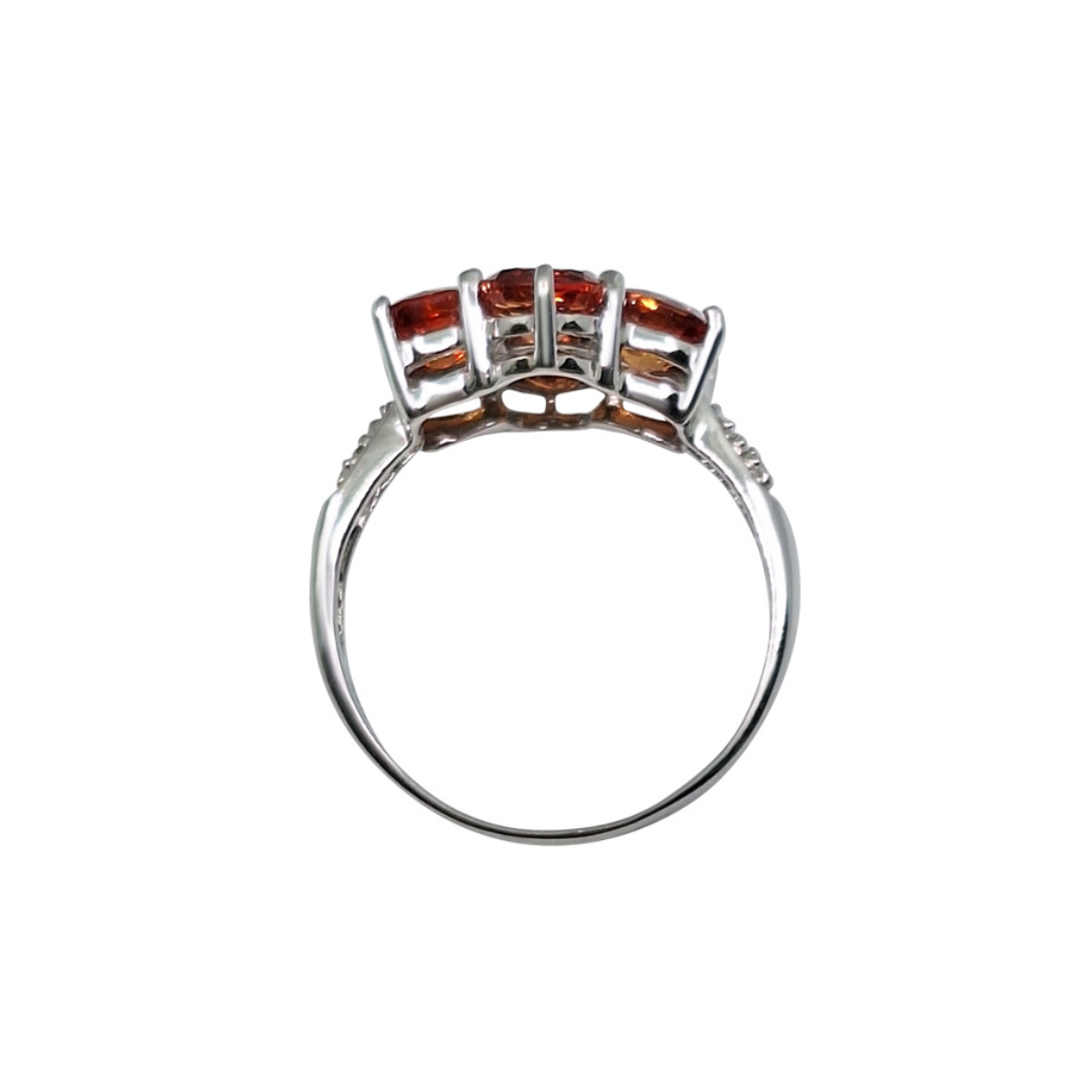 9ct White Gold Orange Stone Cluster Ring