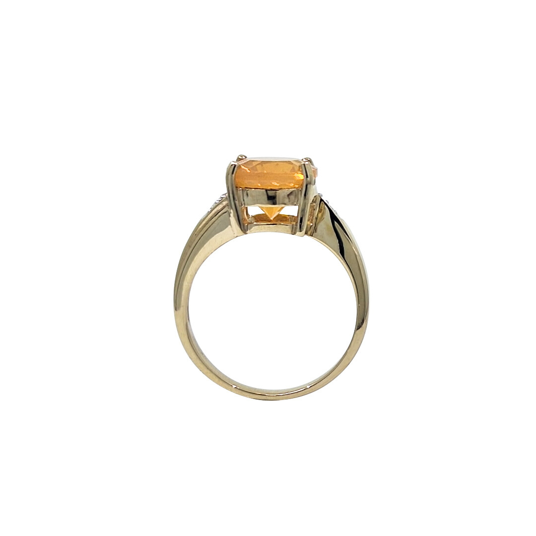 9ct Yellow Gold Fire Opal & Diamond Ring