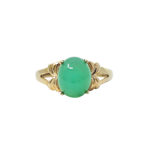 9ct Yellow Gold Chrysoprase Ring