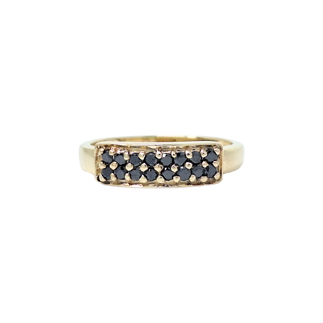 9ct Yellow Gold Black Diamond Ring