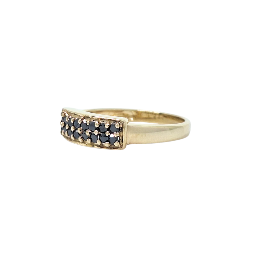 9ct Yellow Gold Black Diamond Ring