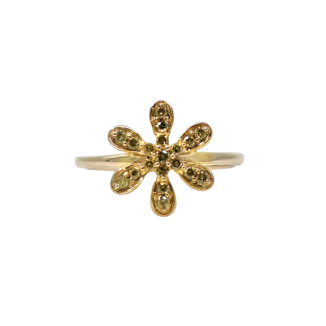 9ct Yellow Diamond Flower Ring