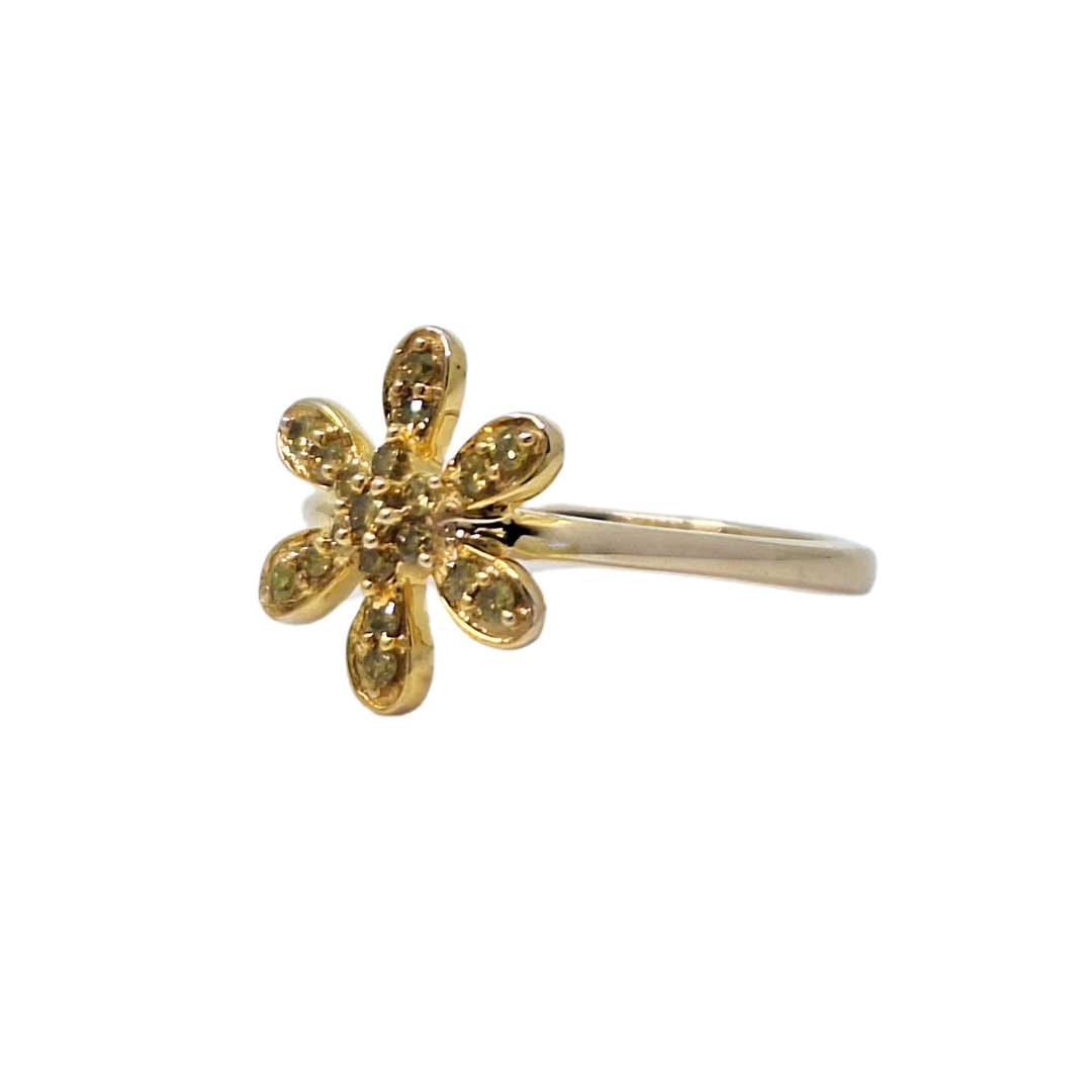 9ct Yellow Diamond Flower Ring