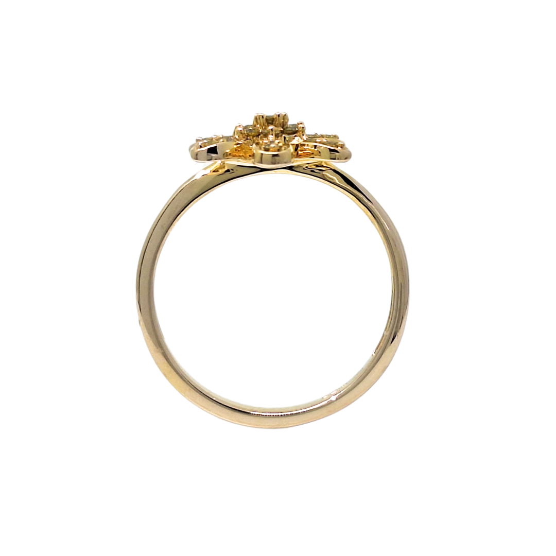 9ct Yellow Diamond Flower Ring