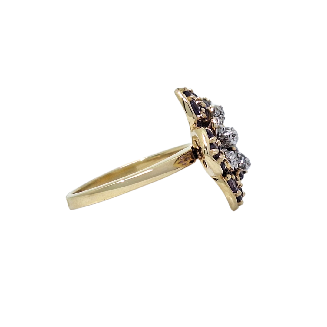 9ct Yellow Gold Amethyst Flower Ring