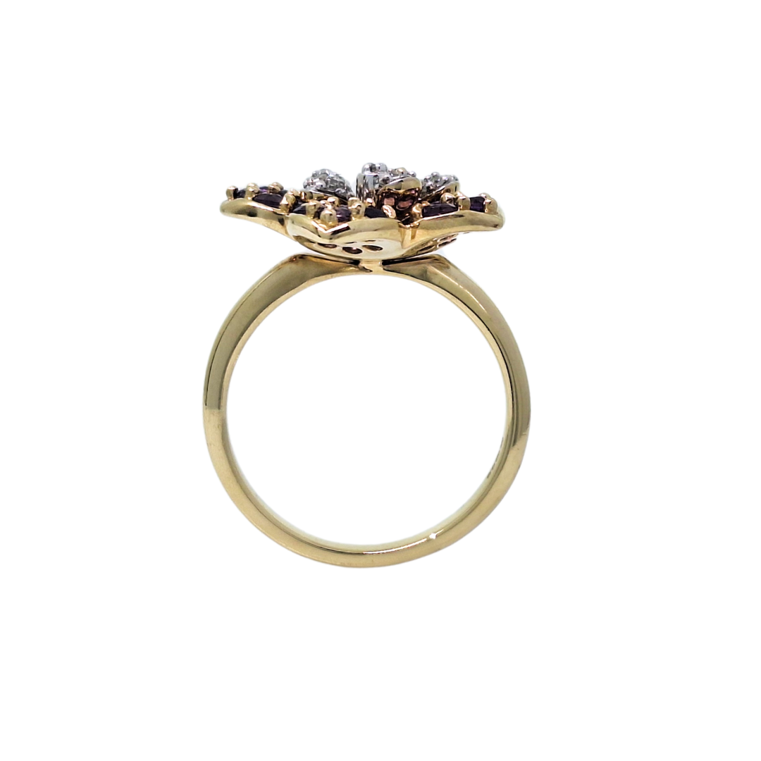 9ct Yellow Gold Amethyst Flower Ring