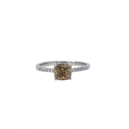 18ct White Gold Champagne Diamond Ring