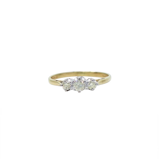 9ct Yellow Gold Three Stone Diamond Ring