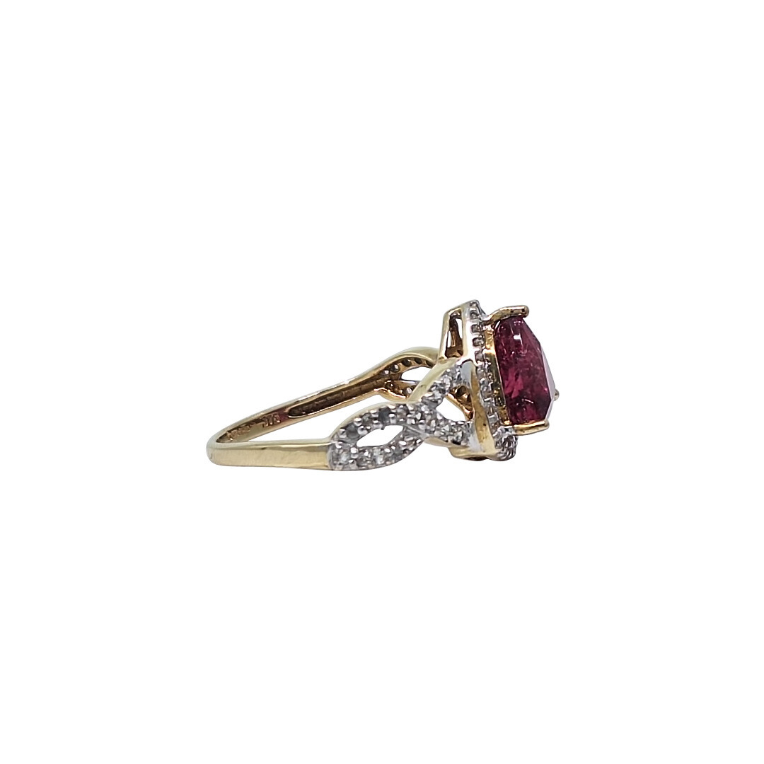 9ct Yellow Gold Pink Tourmaline & Diamond Ring