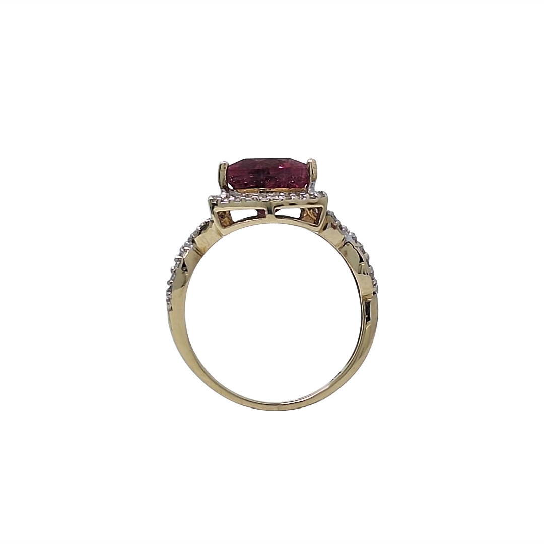 9ct Yellow Gold Pink Tourmaline & Diamond Ring