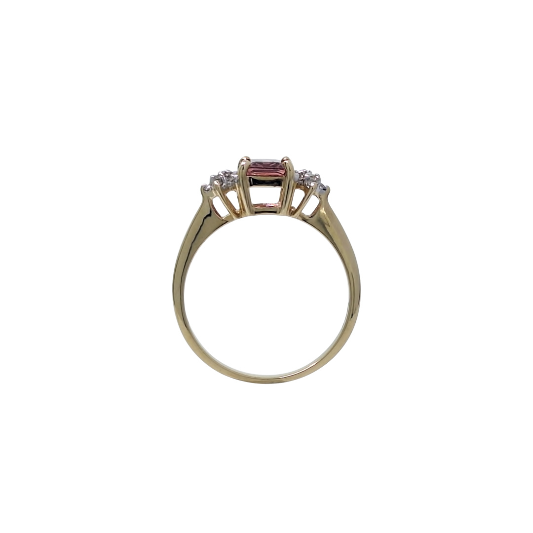 9ct Yellow Gold Pink Sapphire & White Topaz Ring