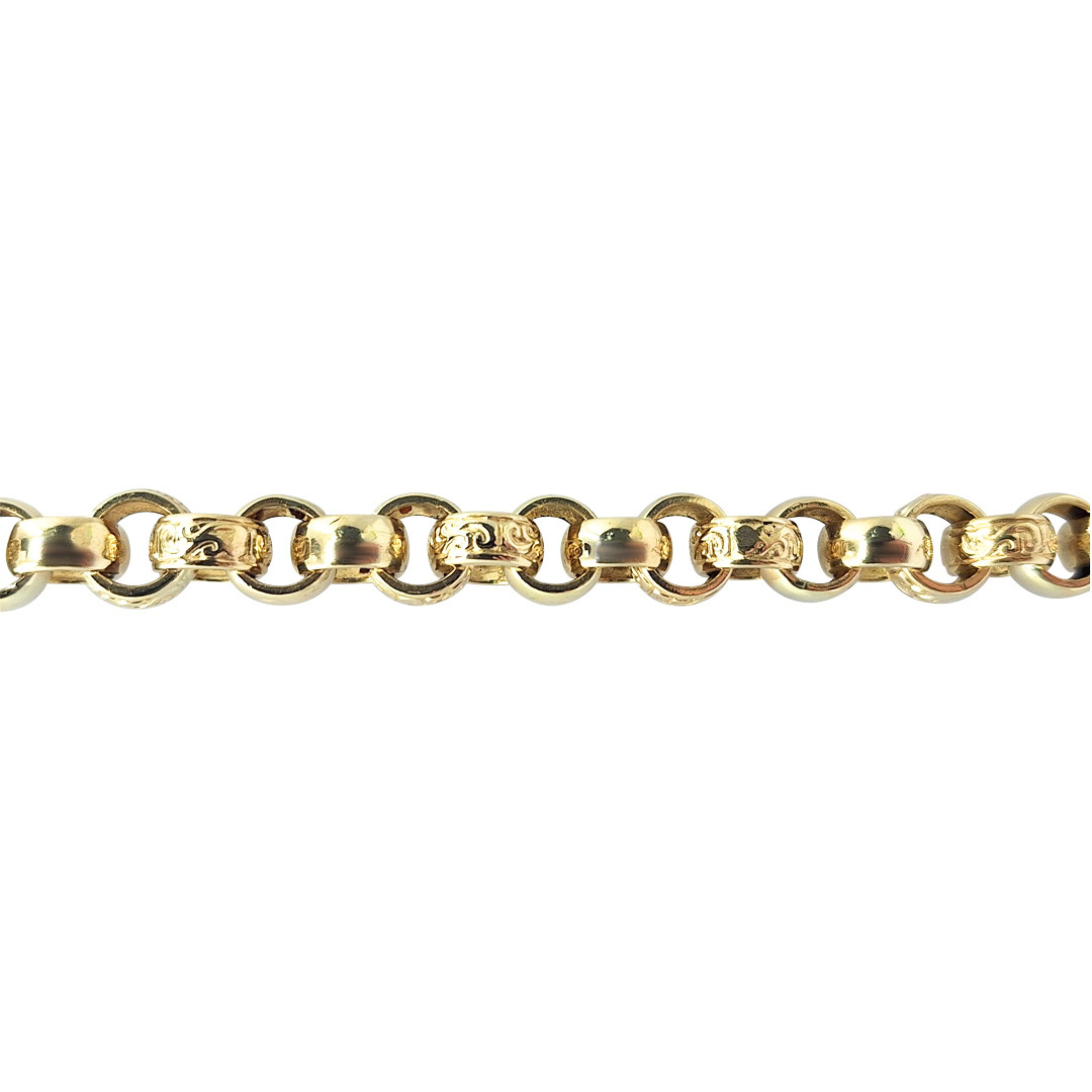 9ct Yellow Gold Part Engraved Belcher Chain 22.5"