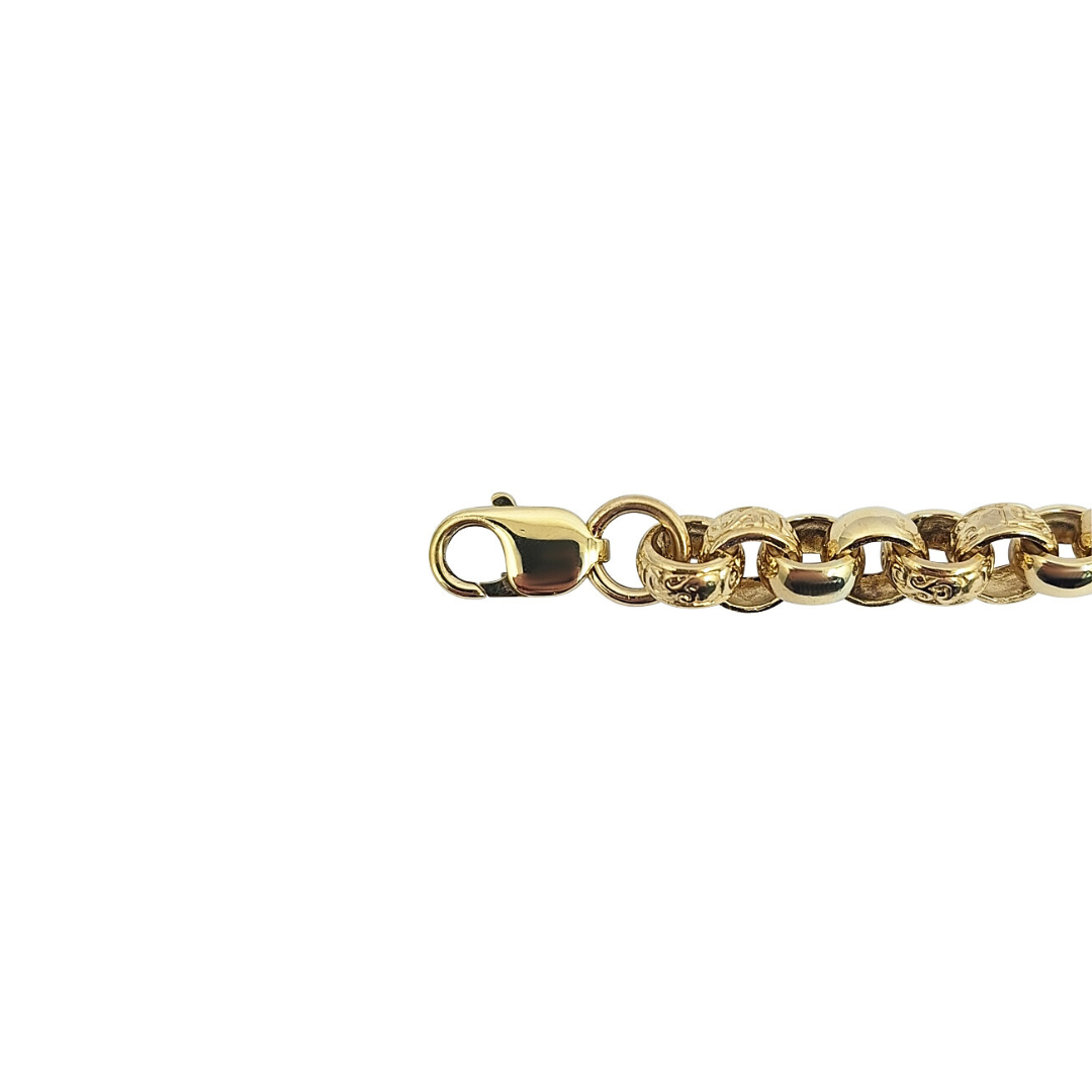 9ct Yellow Gold Part Engraved Belcher Chain 22.5"