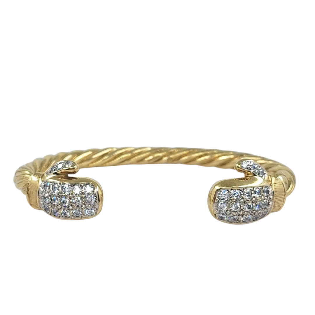 9ct Yellow Gold Gents Cz Boxing Glove Torque Bangle