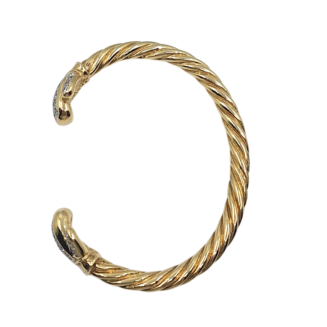 9ct Yellow Gold Gents Cz Boxing Glove Torque Bangle