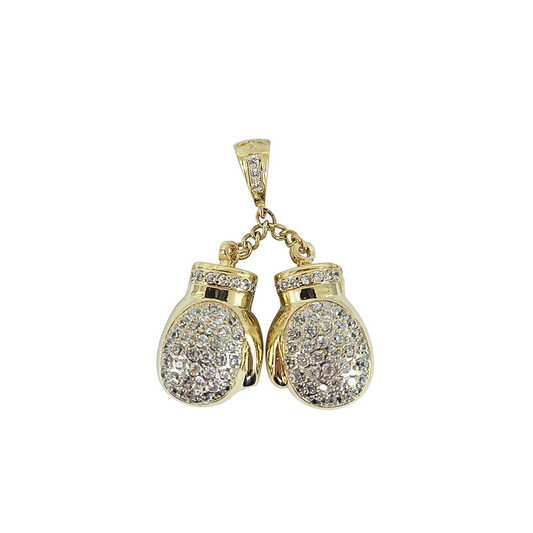 9ct Yellow Gold Cubic Zirconia Boxing Gloves Pendant