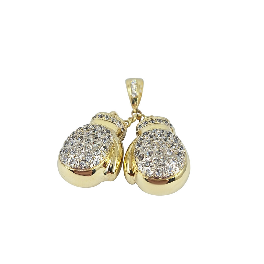 9ct Yellow Gold Cubic Zirconia Boxing Gloves Pendant