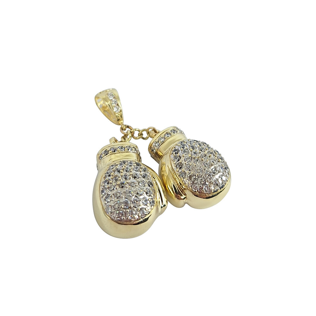 9ct Yellow Gold Cubic Zirconia Boxing Gloves Pendant