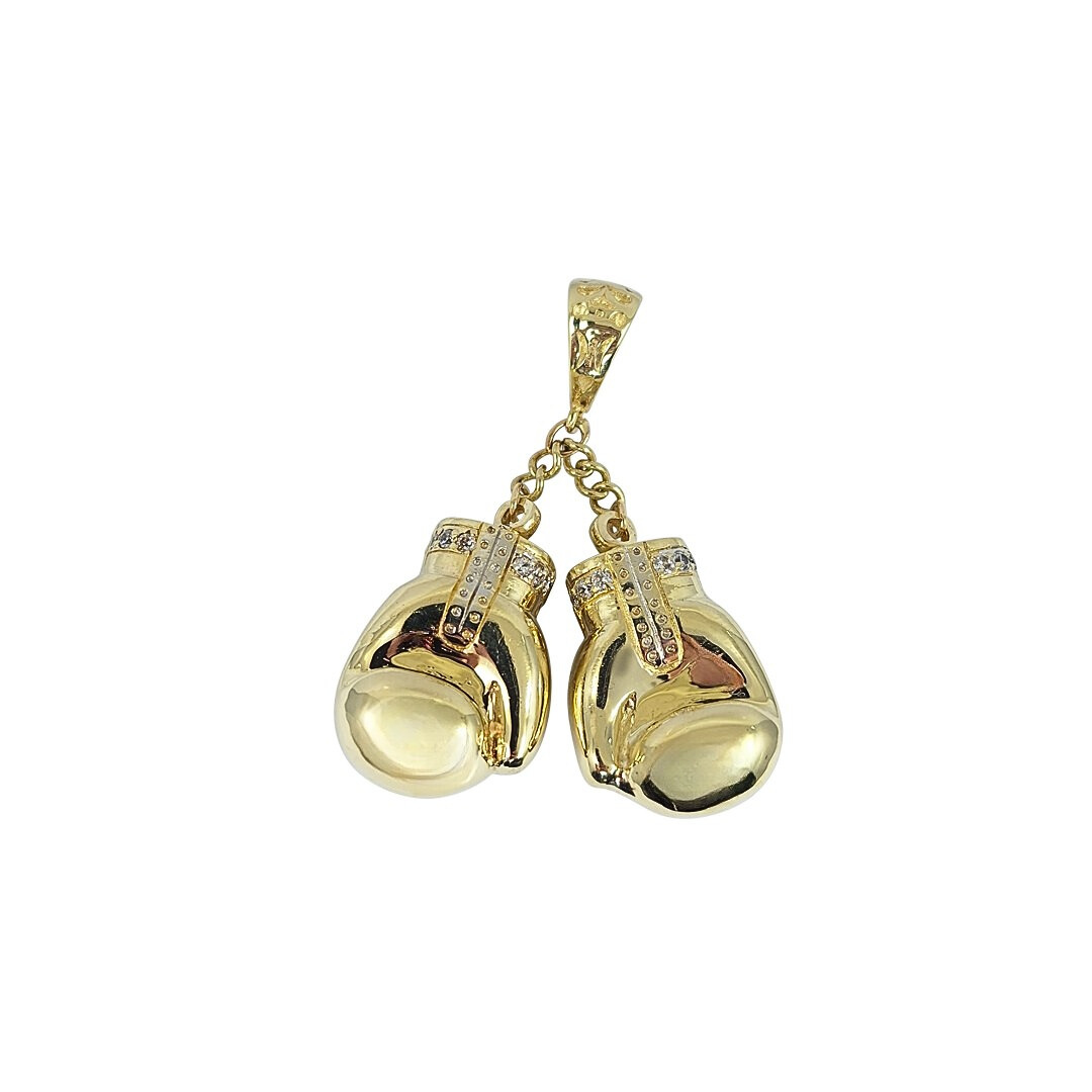 9ct Yellow Gold Cubic Zirconia Boxing Gloves Pendant