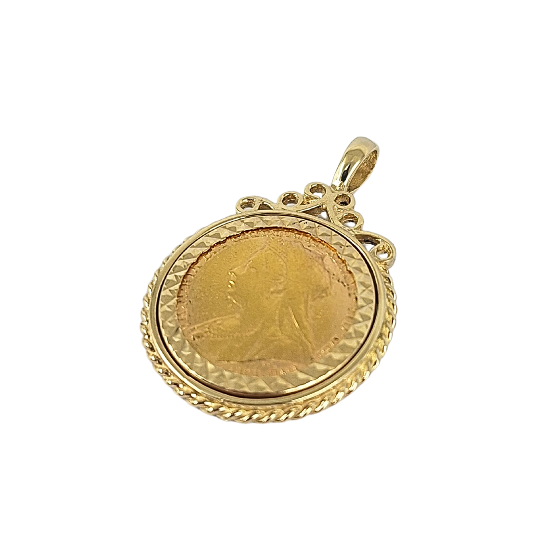 9ct/22ct Full Sovereign Pendant 1894