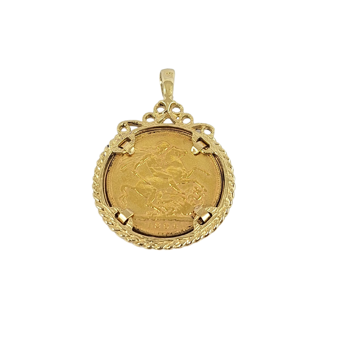 9ct/22ct Full Sovereign Pendant 1894