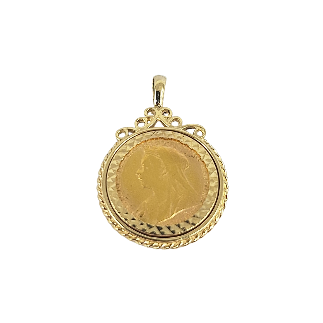 9ct/22ct Full Sovereign Pendant 1894