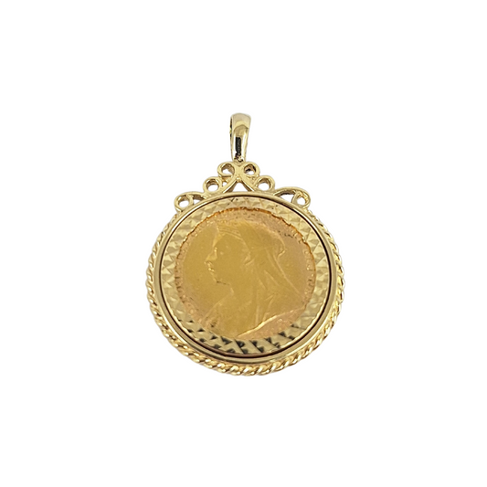 9ct/22ct Full Sovereign Pendant 1894