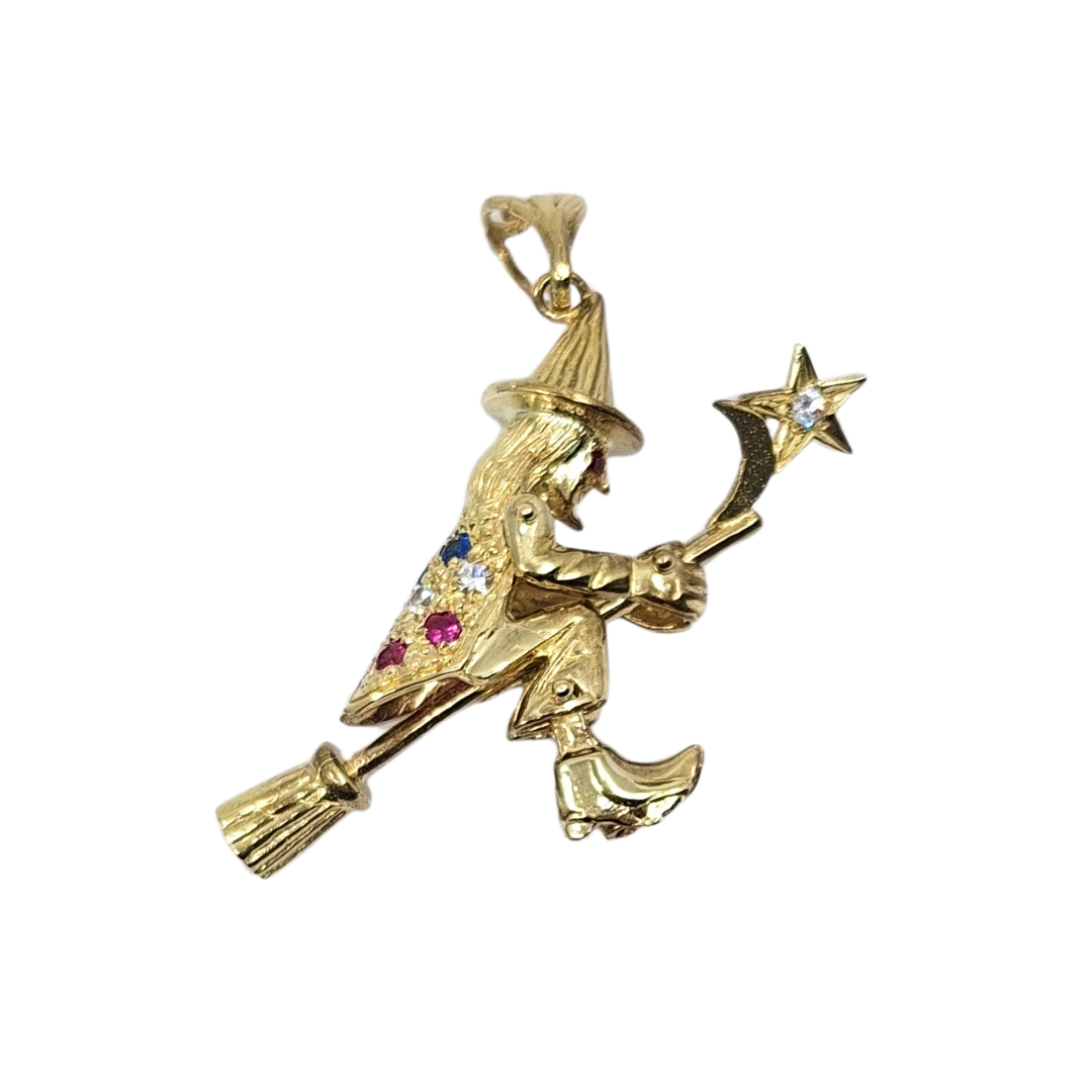 9ct Yellow Gold Witch Pendant