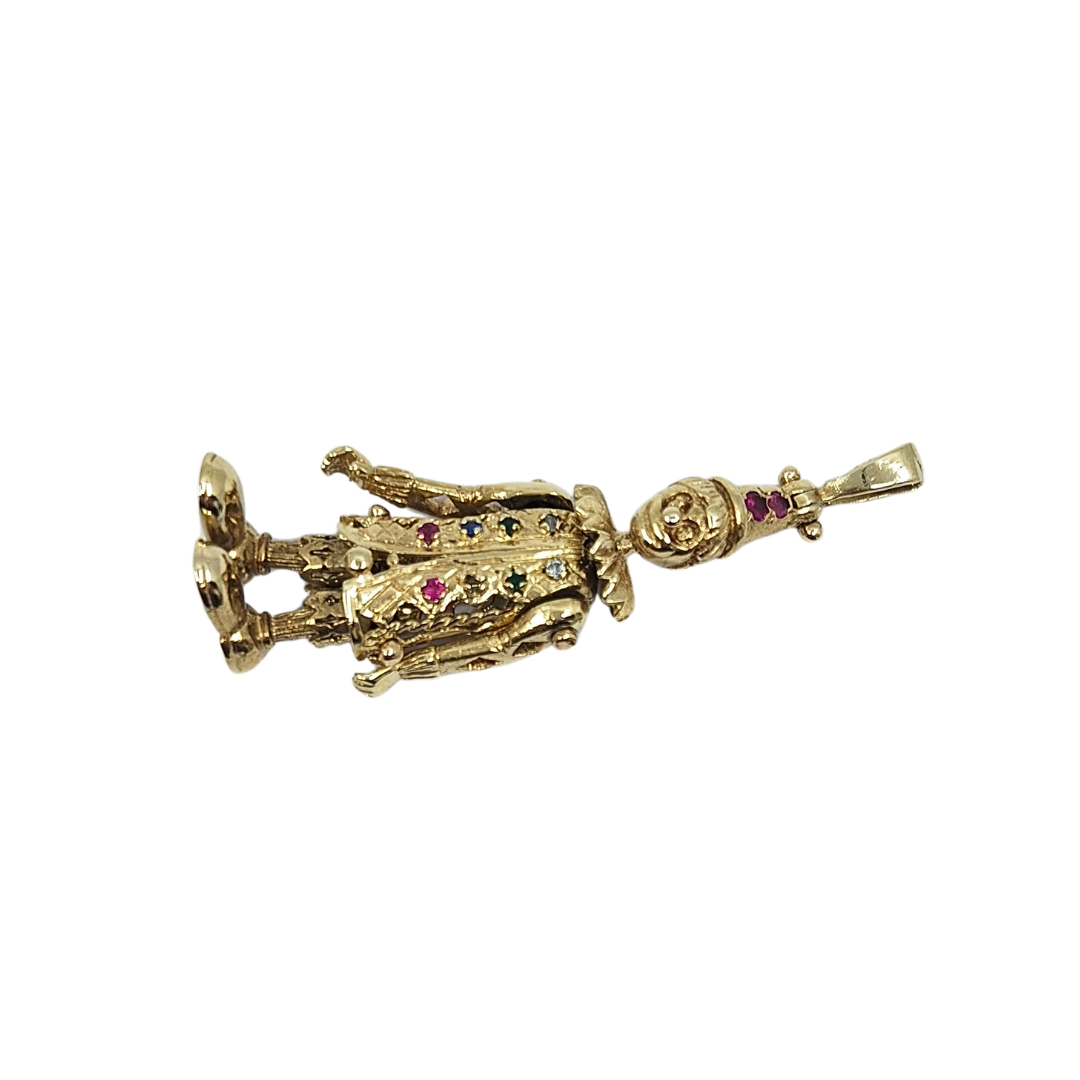 9ct Yellow Gold CZ Clown Pendant