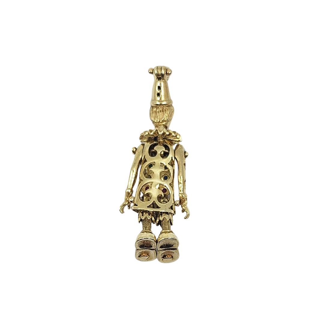 9ct Yellow Gold CZ Clown Pendant