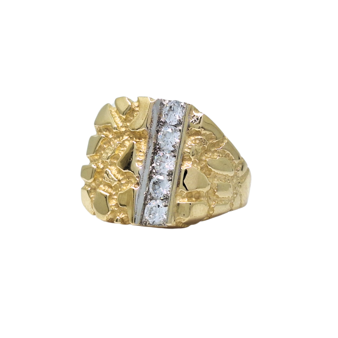 9ct Yellow Gold Gents Cubic Zirconia Ring