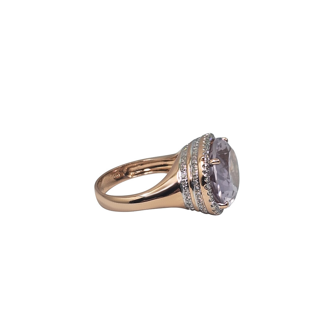 14ct Rose Gold Amethyst & Diamond Ring