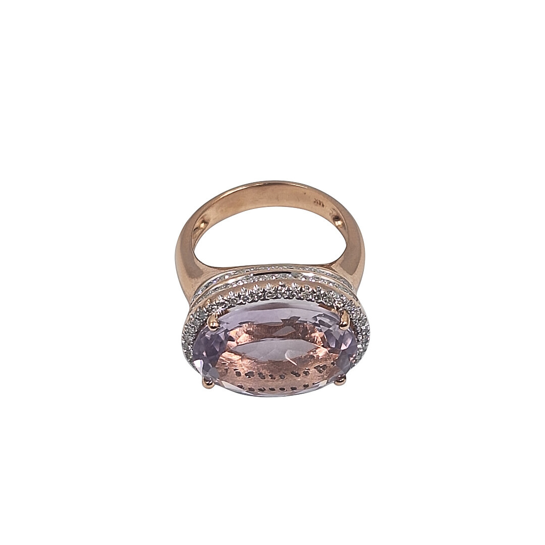 14ct Rose Gold Amethyst & Diamond Ring