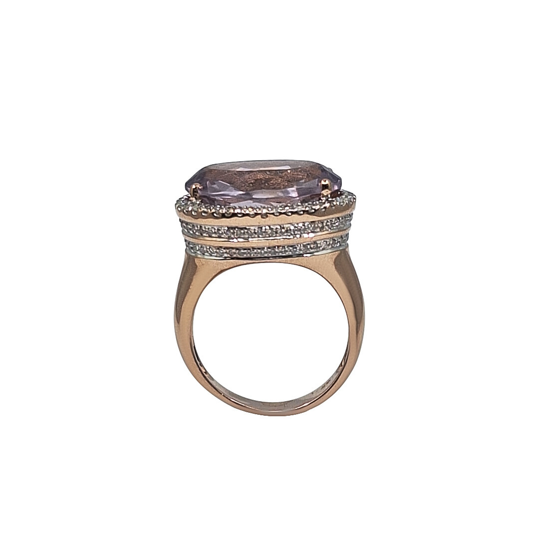 14ct Rose Gold Amethyst & Diamond Ring