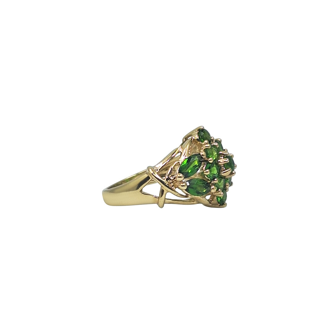 9ct Yellow Gold Diopside Cluster Ring