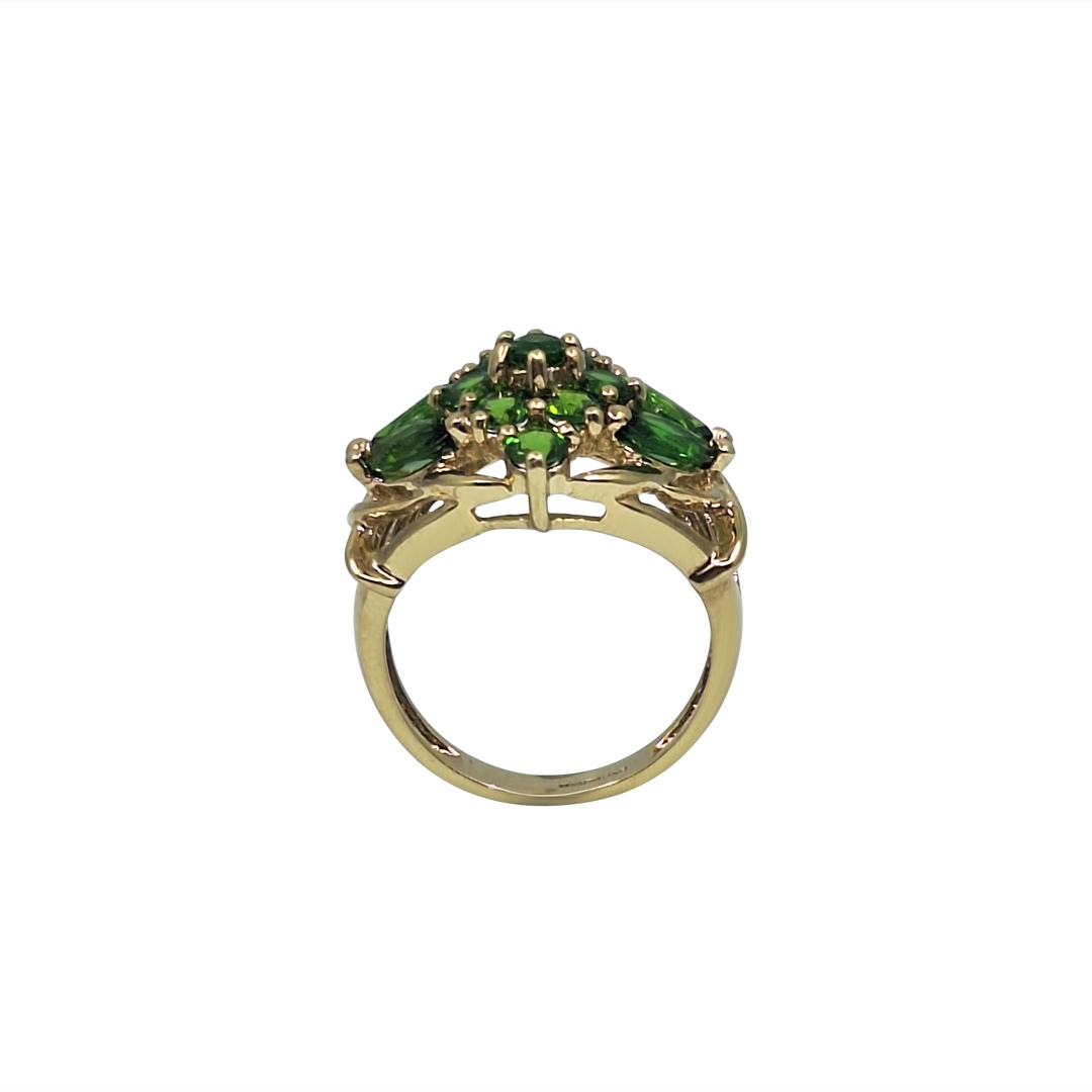 9ct Yellow Gold Diopside Cluster Ring