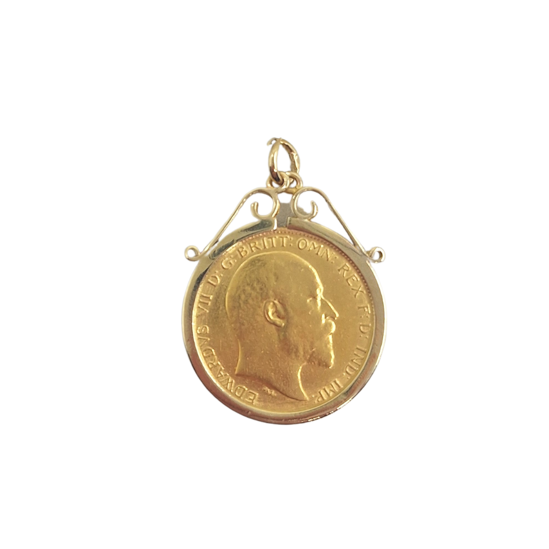 9ct Yellow Gold Half Sovereign Pendant 1909