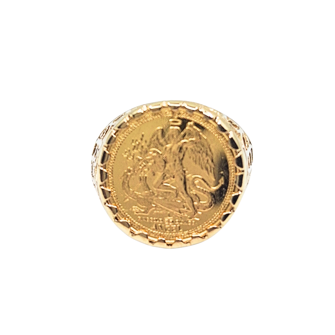 9ct Yellow Gold Angel 1/20th Coin Ring 1989