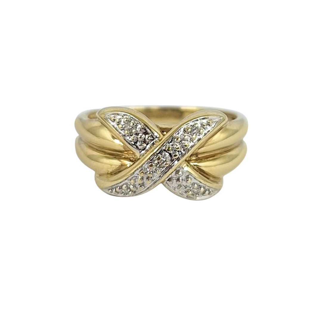 9ct Yellow Gold Diamond Kiss Band Ring