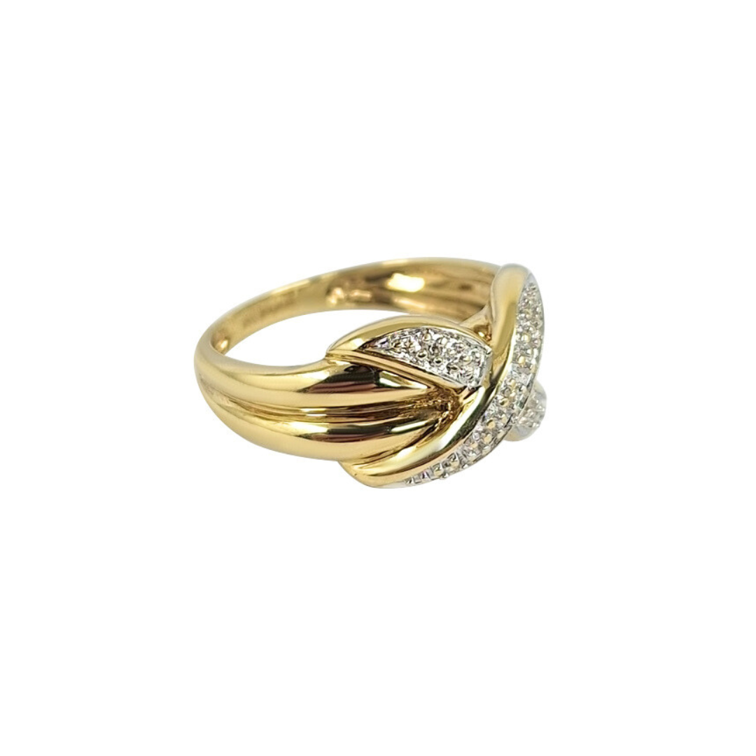 9ct Yellow Gold Diamond Kiss Band Ring