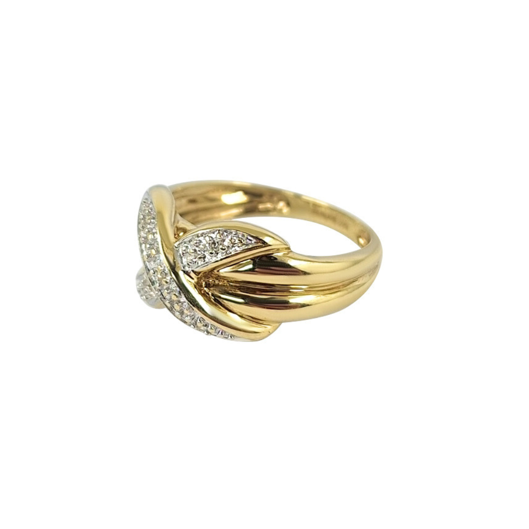 9ct Yellow Gold Diamond Kiss Band Ring