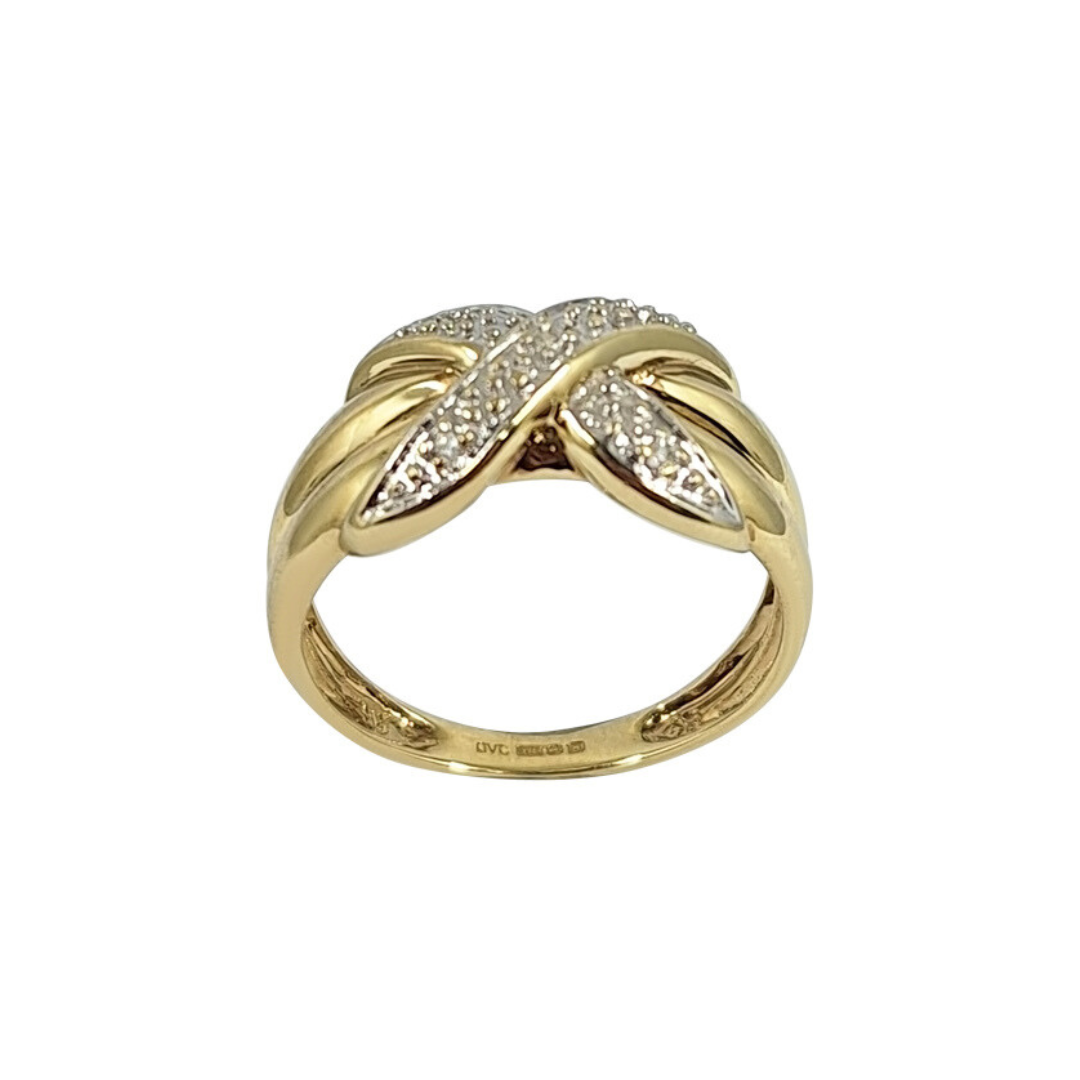 9ct Yellow Gold Diamond Kiss Band Ring