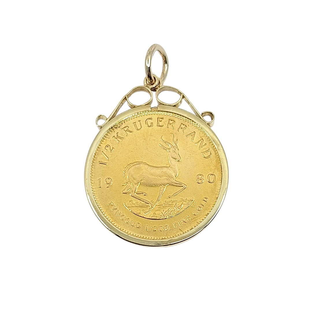 9ct Yellow Gold Mount With 1/2oz Krugerrand 1980