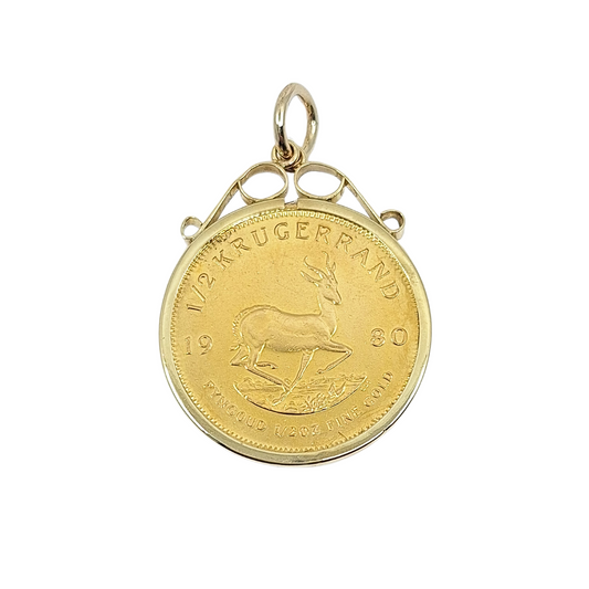 9ct Yellow Gold Mount With 1/2oz Krugerrand 1980